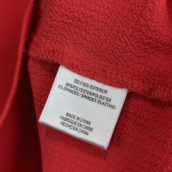 Wayf Shirt Womens Large Pink Salmon Coral Peplum Flutter Tie V Neck Crepe Blouse - Picture 9 of 11